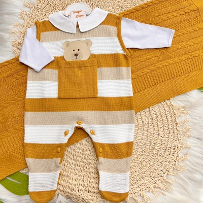 Saída de Maternidade Theodoro - Mostarda e Bege